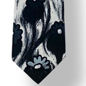 ALFANI Black and White Mod Floral Polyester Tie